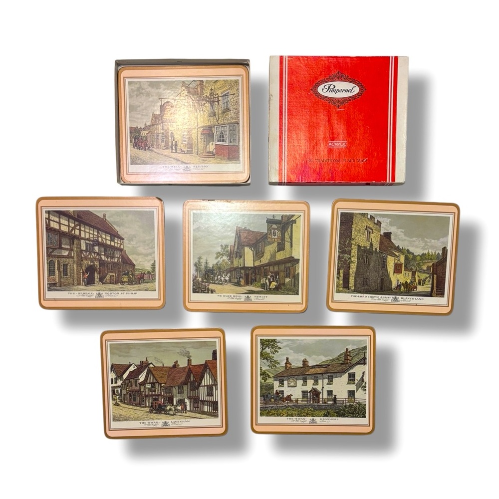 PIMPERNEL Acrylic Traditional Placemats- English Inns VINTAGE